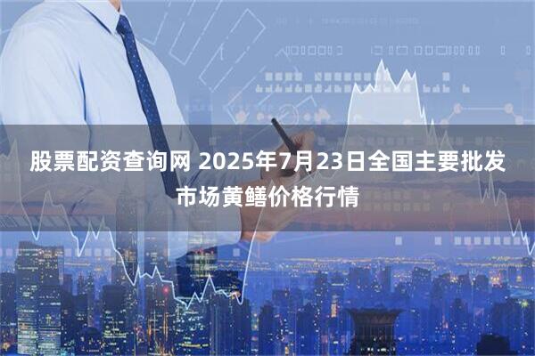 股票配资查询网 2025年7月23日全国主要批发市场黄鳝价格行情